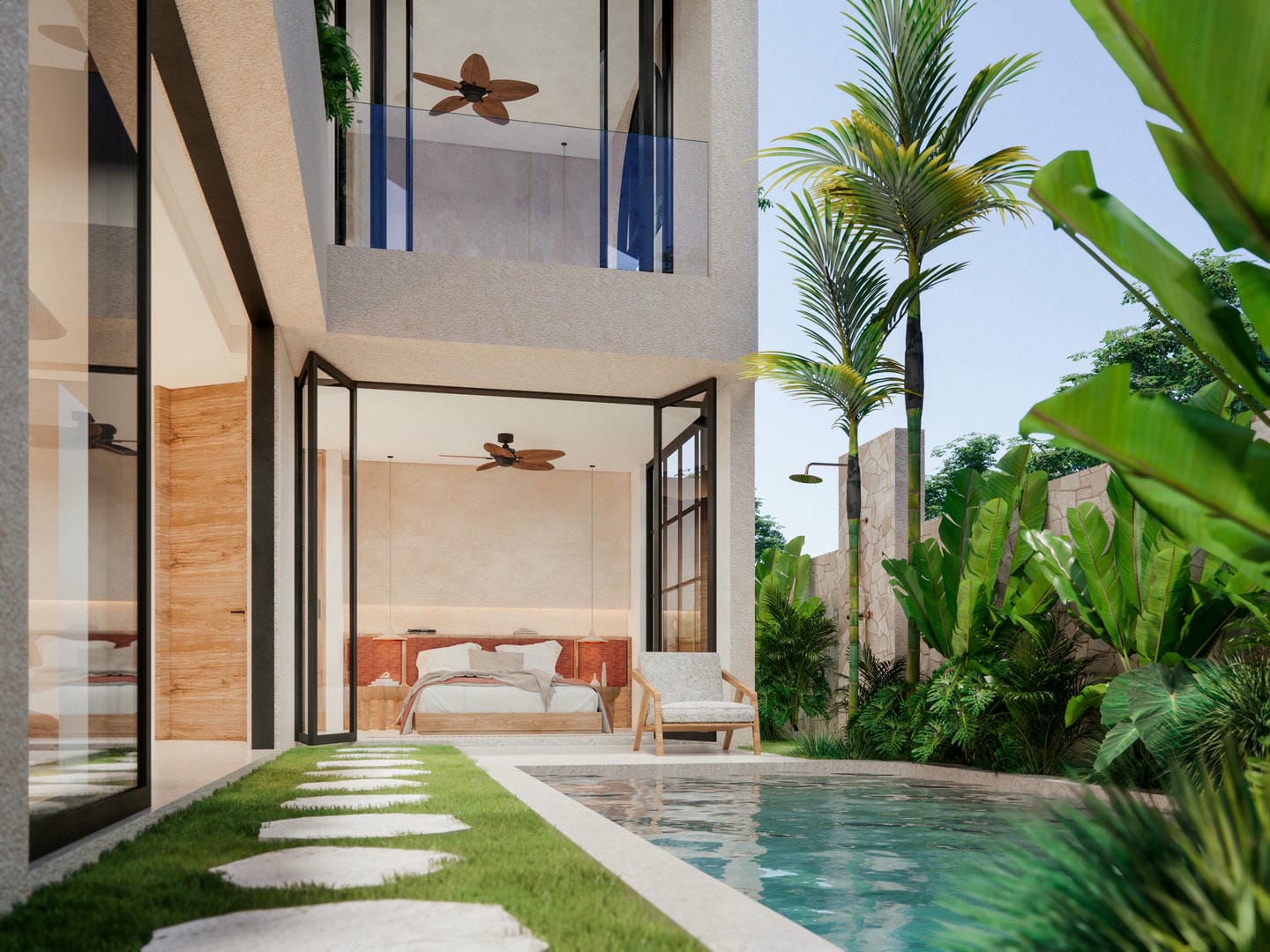 MODERN TROPICAL VILLA WITH OCEAN & JUNGLE VIEW 3 BEDROOM VILLA FOR SALE LEASEHOLD IN KEDUNGU BE-2105 